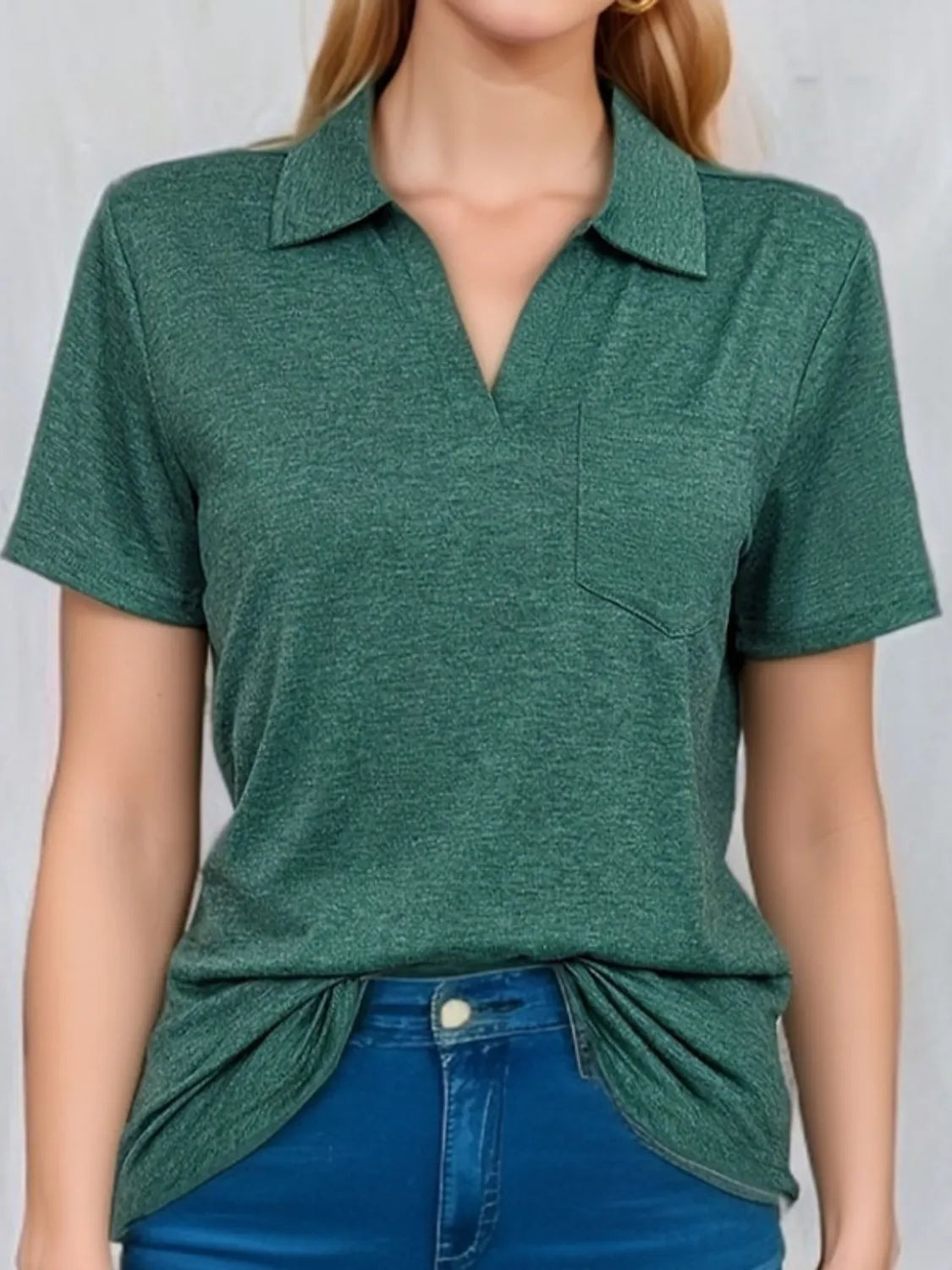 Johnny Collar Short Sleeve Top - Tigbul's Variety Fashion Shop