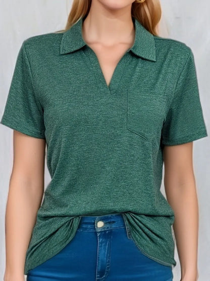 Johnny Collar Short Sleeve Top - Tigbul's Variety Fashion Shop