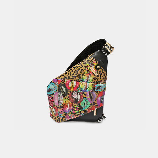 Nicole Lee USA Vegan Leather Leopard & Lip Pattern Crossbody Bag - Tigbul's Variety Fashion Shop