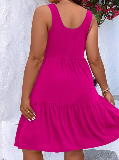Plus Size Tiered Scoop Neck Tank Dress - Tigbul's Variety Fashion Shop