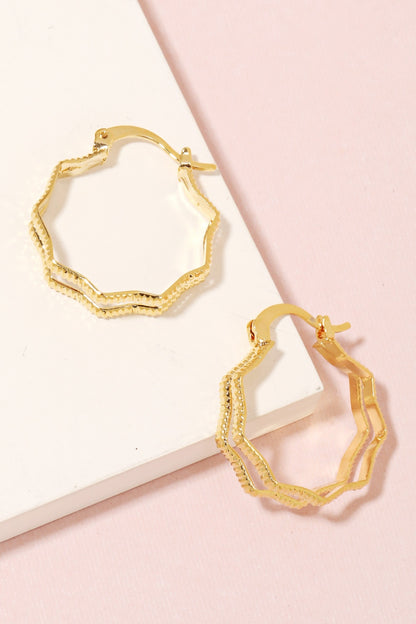 Fame Double Wavy Pincatch Hoop Earrings - Tigbul's Variety Fashion Shop