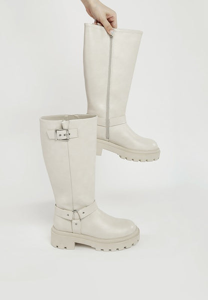 Taimen Harnes Detail Long Boots - Tigbul's Variety Fashion Shop