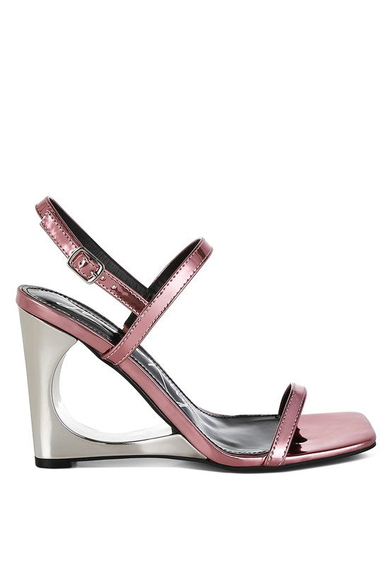 Ladra Metallic Fantasy 3.5" Wedge Heel Sandals - Tigbul's Variety Fashion Shop