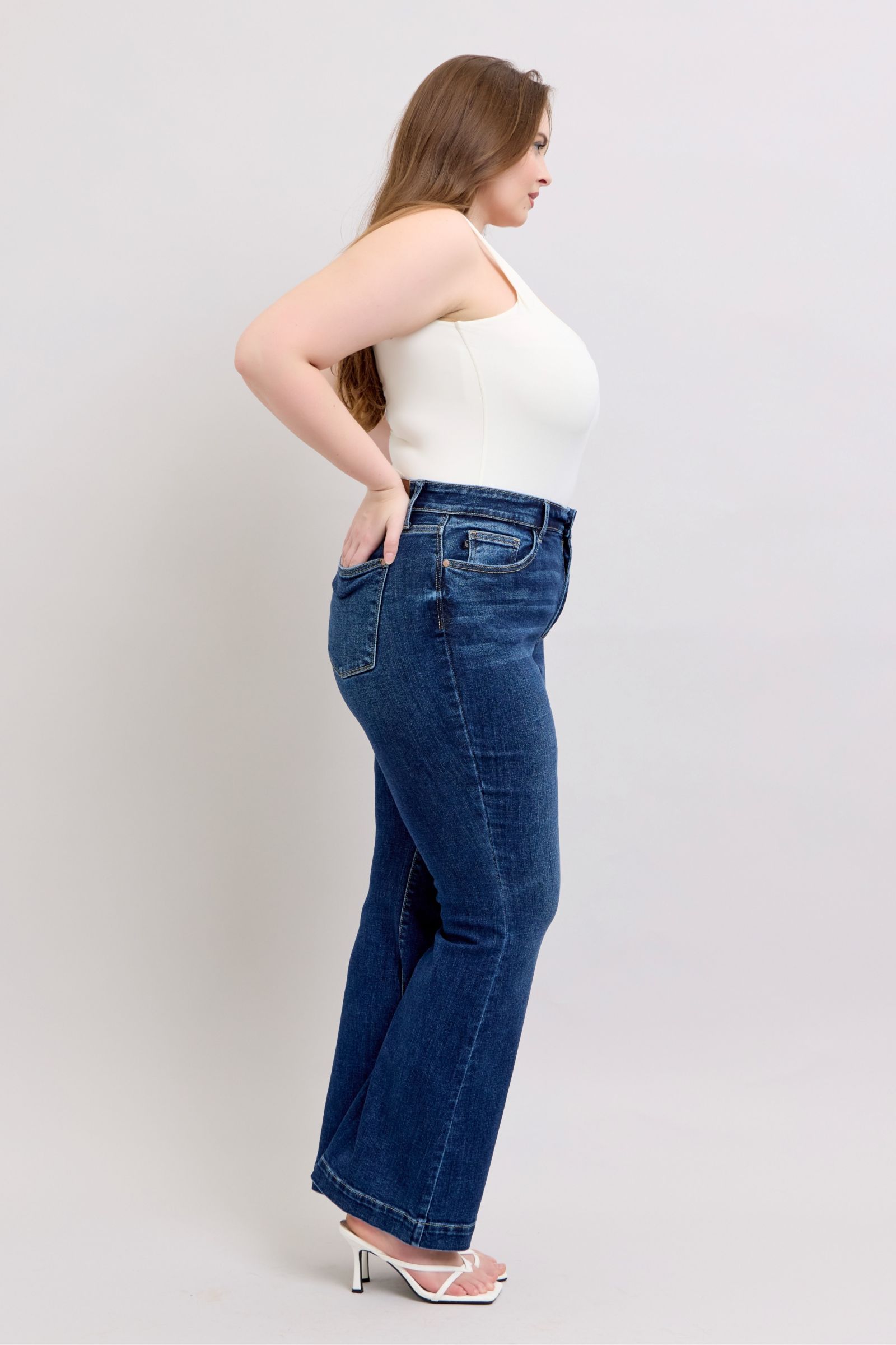 Judy Blue Full Size High Rise Flare Jeans with Pockets Plus Size - Tigbul's Variety Fashion Shop