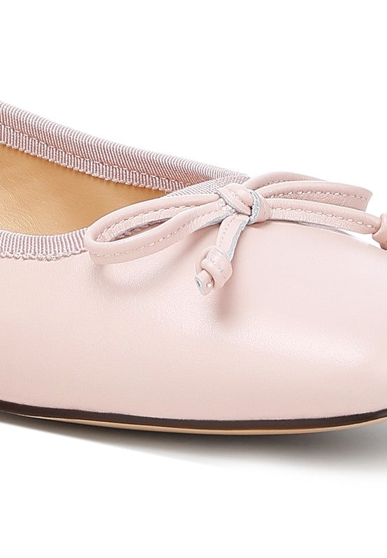 Lutten Genuine Leather Square -Toe Bow Ballerinas - Tigbul's Variety Fashion Shop