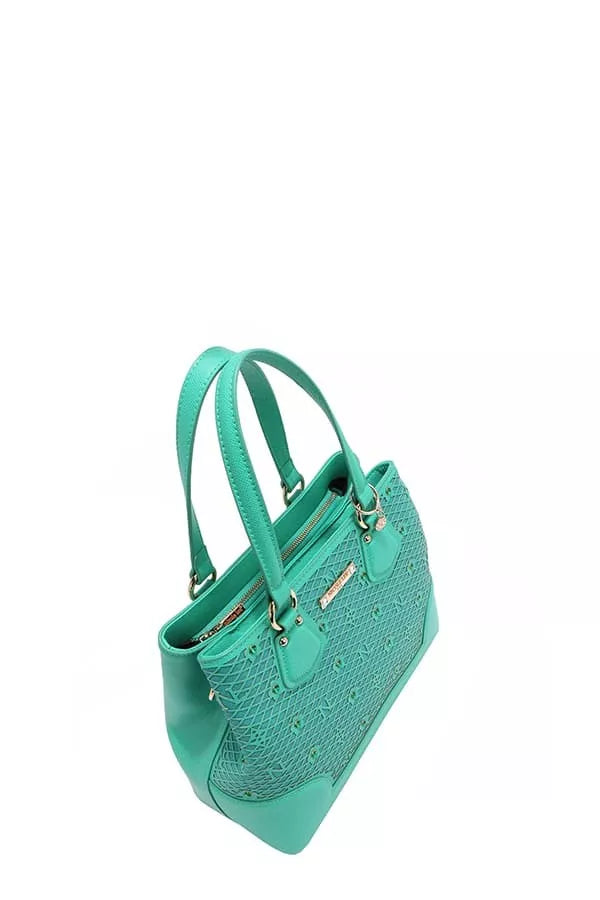 Nicole Lee USA Monogram Pattern Handbag with Rhinestones Decor - Tigbul's Variety Fashion Shop