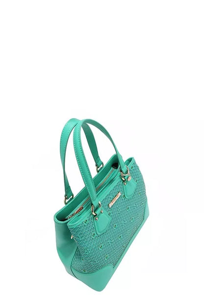 Nicole Lee USA Monogram Pattern Handbag with Rhinestones Decor - Tigbul's Variety Fashion Shop