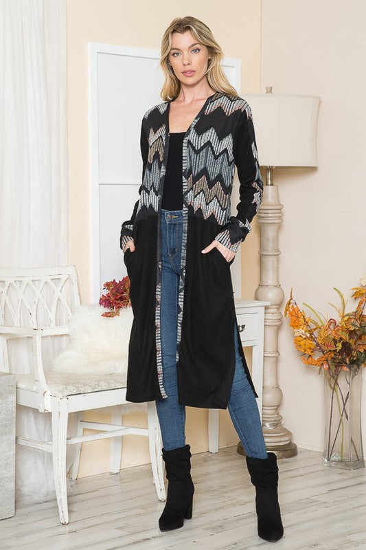 Mixed Media Maxi Cardigan - Tigbul's Variety Fashion Shop