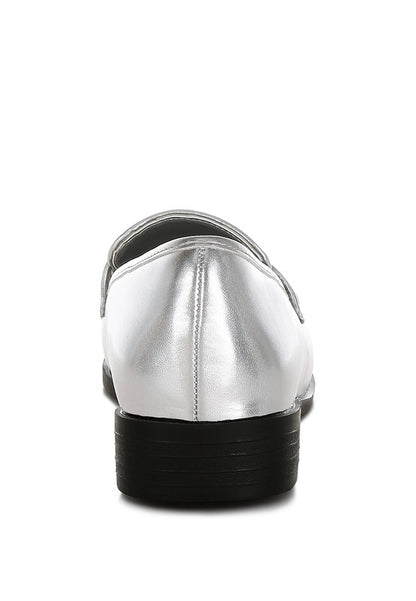 Rugle Metallic Faux Leather Flat Loafers - Tigbul's Variety Fashion Shop