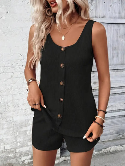 Scoop Neck Tank and Shorts Set - Tigbul's Variety Fashion Shop