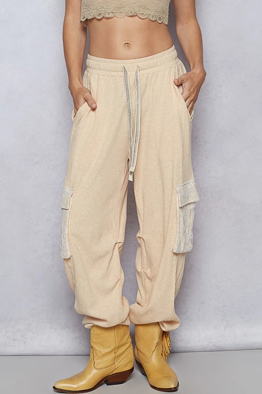 POL Drawstring Lace Pocket Patch Joggers - Tigbul's Variety Fashion Shop