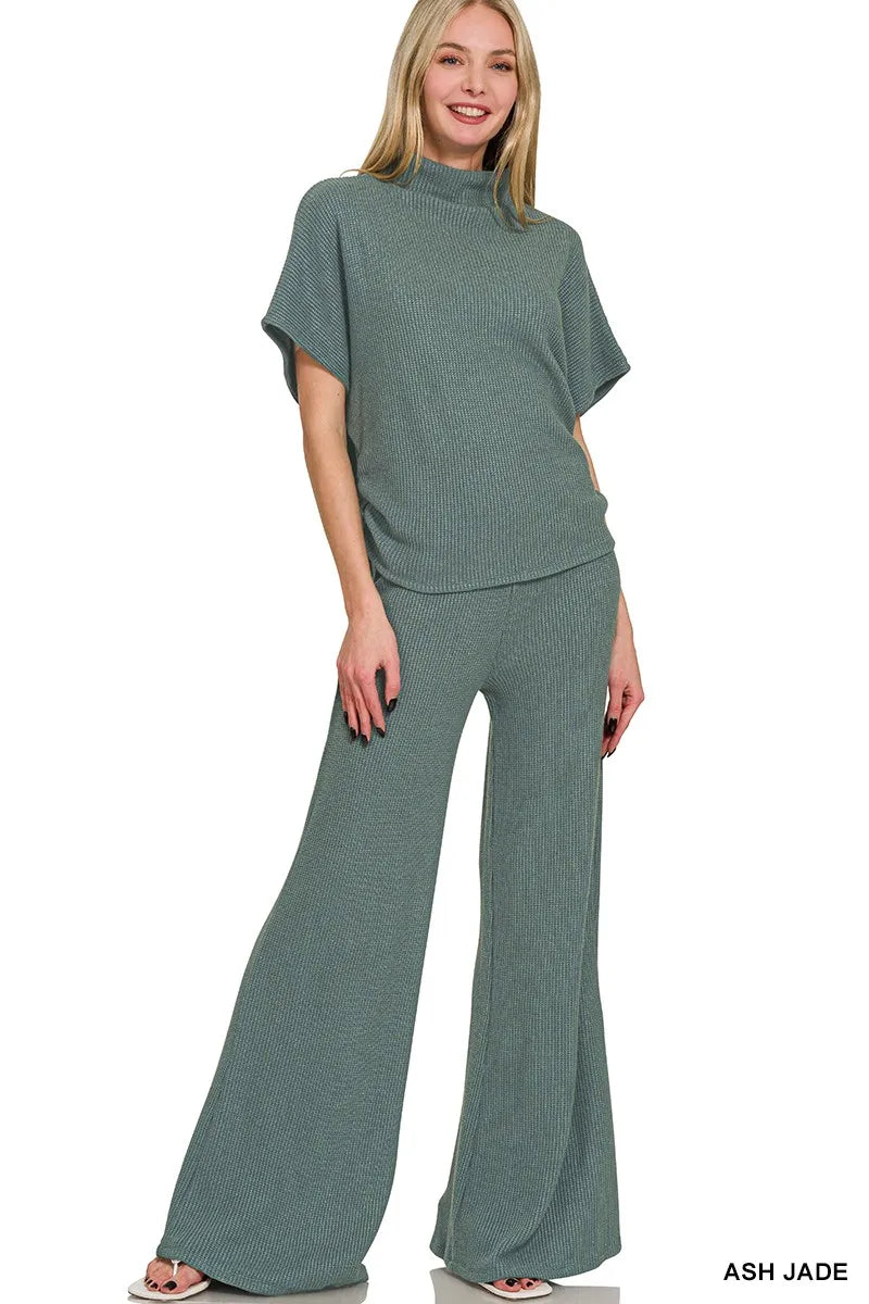 Zenana Mock Neck Top and Pants Sweater Set - Tigbul's Variety Fashion Shop