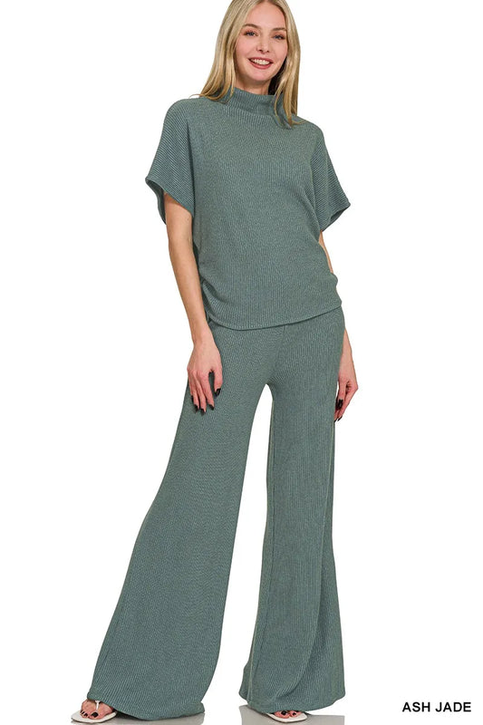 Zenana Mock Neck Top and Pants Sweater Set - Tigbul's Variety Fashion Shop