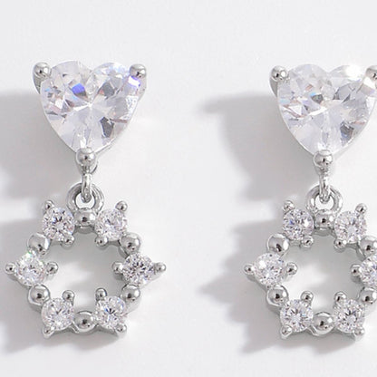 925 Sterling Silver Inlaid Zircon Heart Earrings - Tigbuls Variety Fashion