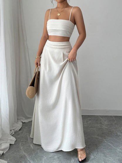 Square Neck Cami and Maxi Skirt Set - Tigbul's Variety Fashion Shop