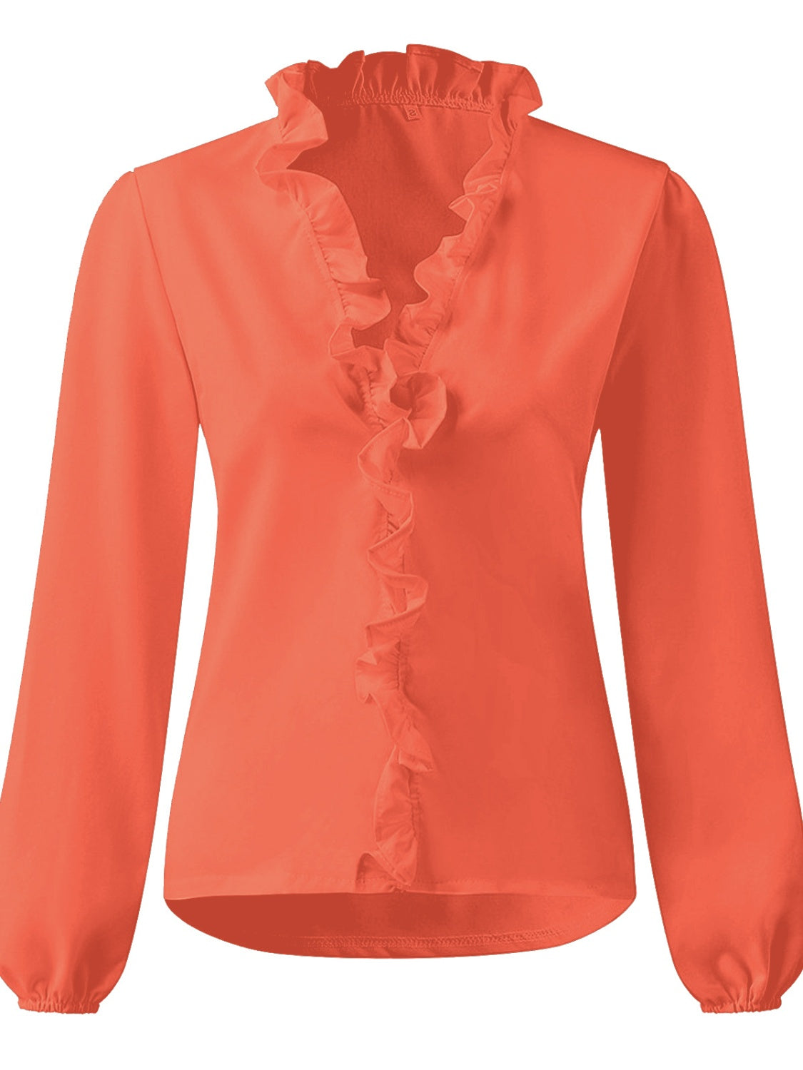 Full Size Ruffled V-Neck Long Sleeve Blouse - Tigbul's Variety Fashion Shop