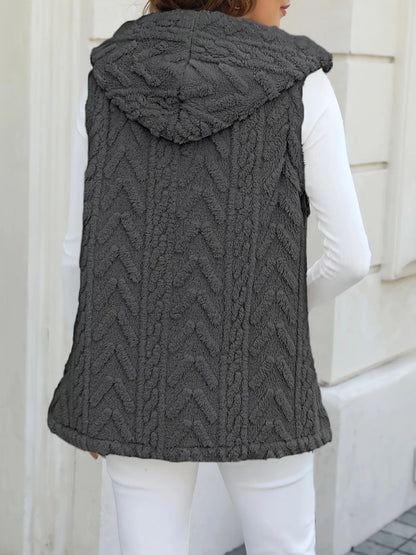 Button-Front Hooded Vest Coat - Tigbul's Variety Fashion Shop