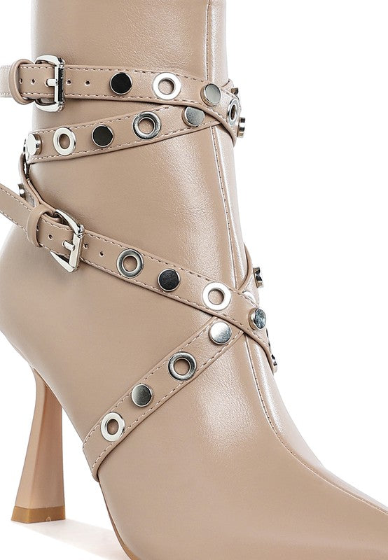 Jaunts Eyelets & Studs Harness Ankle Boots - Tigbul's Variety Fashion Shop