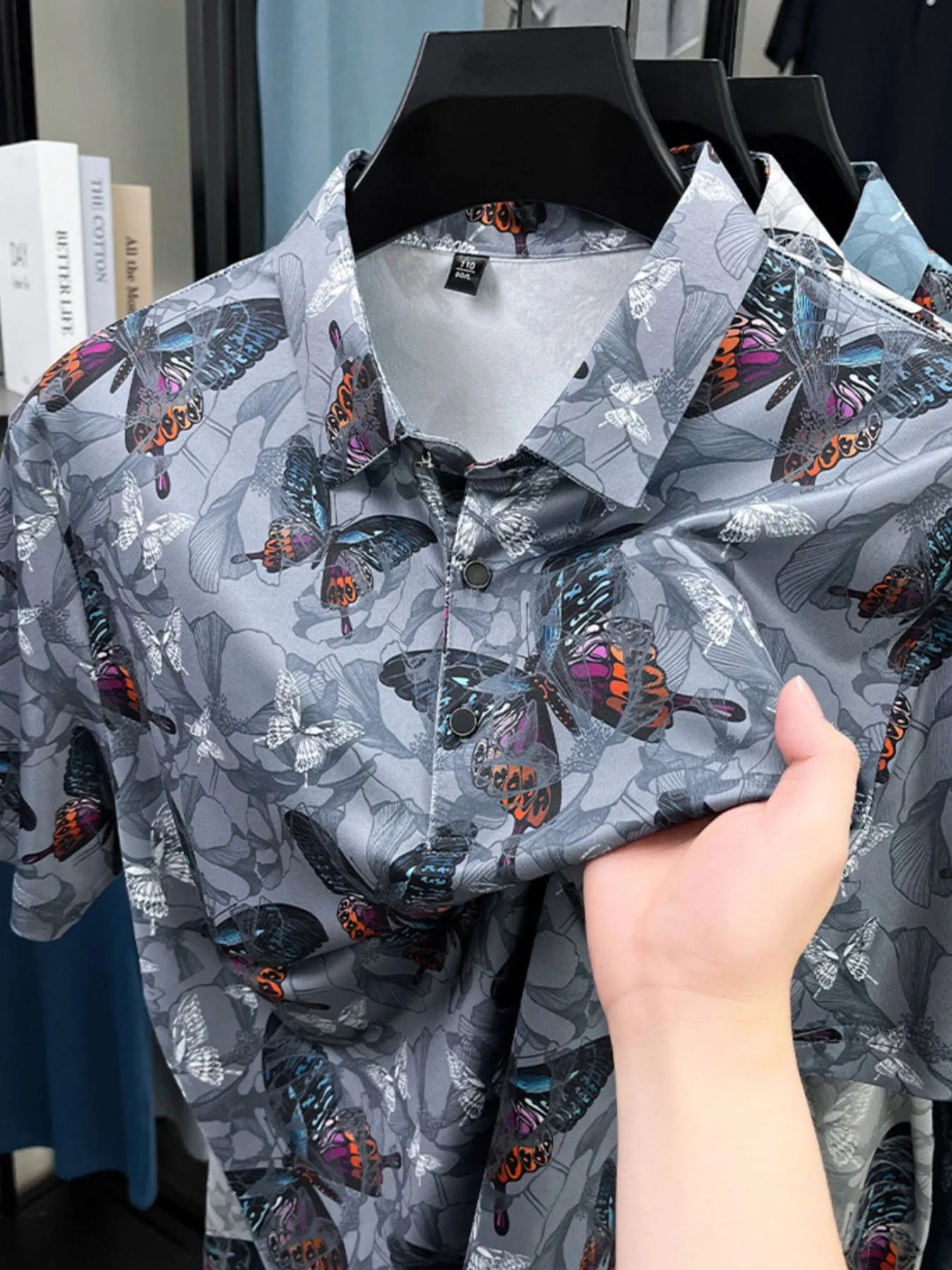 Men's Plus Size Butterfly Print Short Sleeve Polo - Tigbul's Variety Fashion Shop