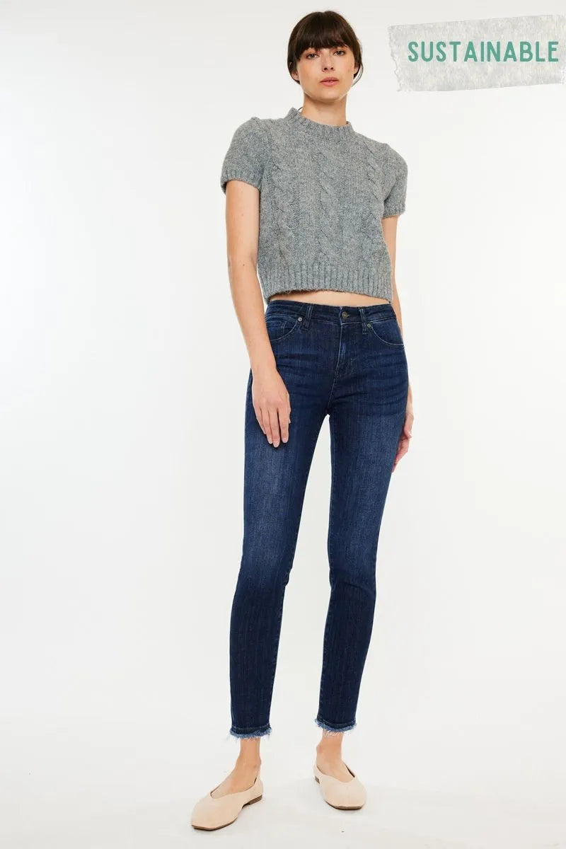 Kancan High-Rise Slim Fit Raw Hem Ankle Jeans - Tigbul's Variety Fashion Shop