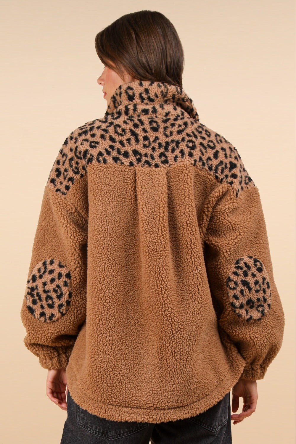 VERY J Fuzzy Leopard Button Down Long Sleeve Jacket - Tigbul's Variety Fashion Shop