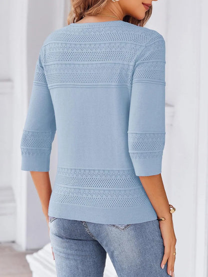 Button Up 3/4 Sleeve Cardigan - Tigbul's Variety Fashion Shop