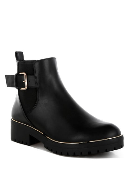 Antorin Chunky Buckle Detail Ankle Boots - Tigbul's Variety Fashion Shop