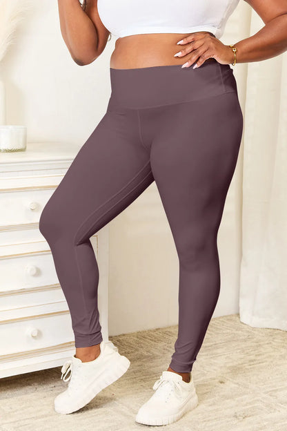 Double Take Wide Waistband Sports Leggings - Tigbul's Variety Fashion Shop