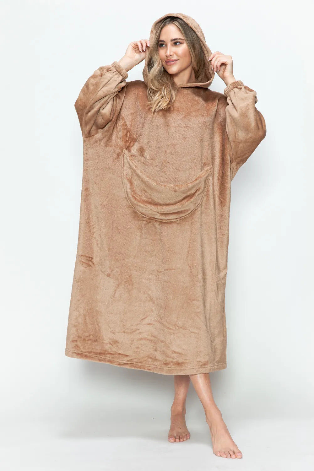Double Take Full Size Pocketed Hooded Midi Lounge Dress - Tigbul's Variety Fashion Shop