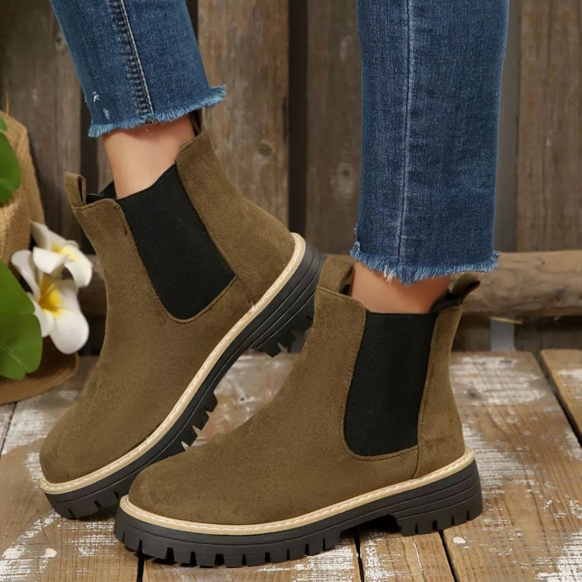 Round Toe Block Heels Boots - Tigbul's Variety Fashion Shop