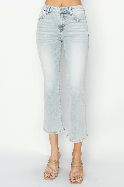 RISEN Full Size Mid Rise Cropped Flare Jeans - Tigbul's Variety Fashion Shop