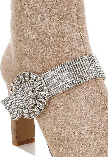 Asagao Diamante & Rhinestones Strap Boots - Tigbul's Variety Fashion Shop