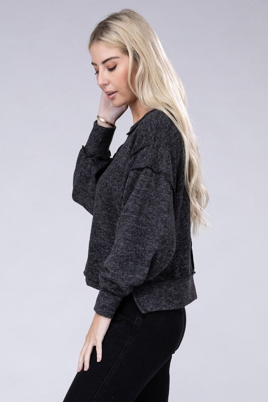 Brushed Melange Hacci Oversized Sweater - Tigbuls Variety Fashion