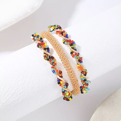 18K Gold-Plated Three Layered Open Bracelet - Tigbul's Variety Fashion Shop