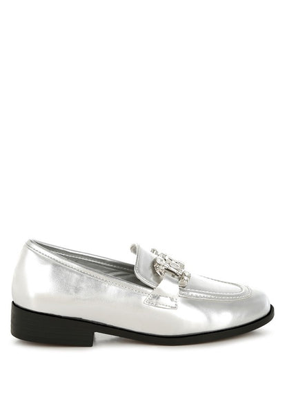 Dendron Diamante Horsebit Metallic Loafers - Tigbul's Variety Fashion Shop