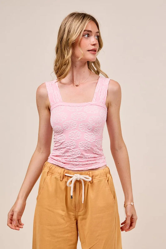 SO ME Two Tone Floral Seamless Tank Top - Tigbul's Variety Fashion Shop