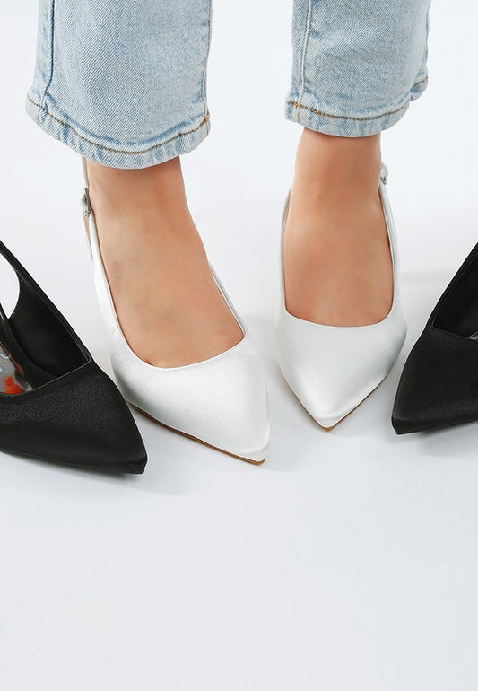 Vinca Satin Pointed Toe Slingbacks - Tigbul's Variety Fashion Shop