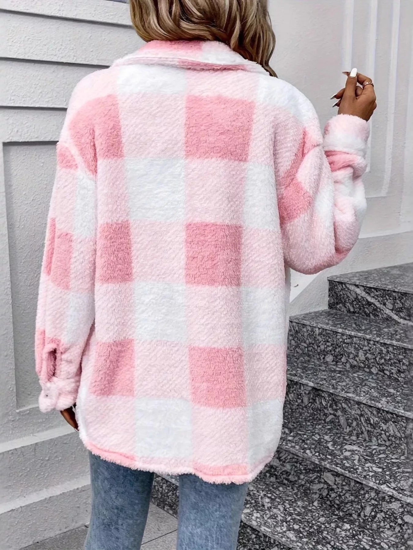 Plaid Fleece Button-Up Outerwear - Tigbul's Variety Fashion Shop