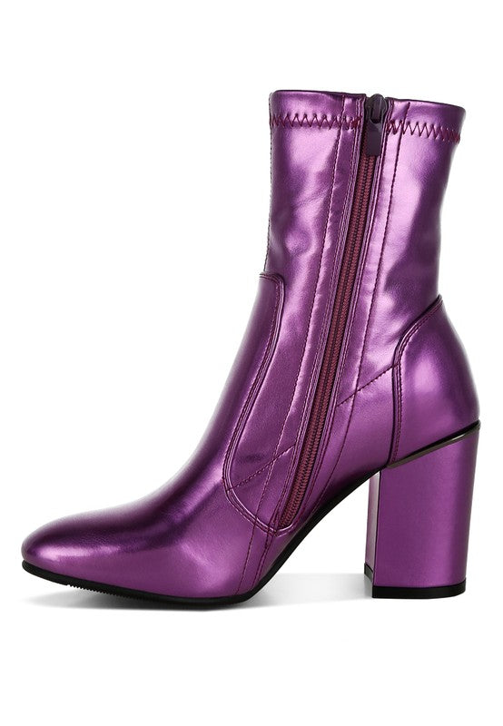 Tirana Metallic Pleather Sock Boots - Tigbul's Variety Fashion Shop