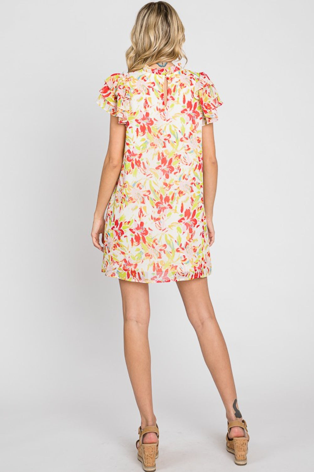 GeeGee Floral Short Sleeve Mini Dress - Tigbuls Variety Fashion