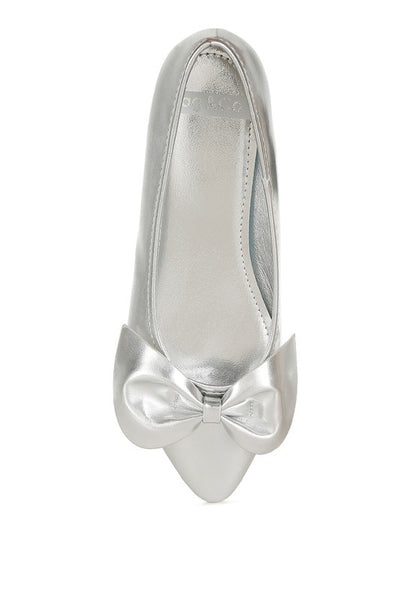 Bromelia Metallic Pleather Bow Ballerinas - Tigbul's Variety Fashion Shop