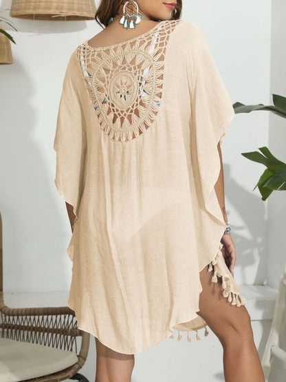 Tassel Crochet Round Neck Cover-Up - Tigbul's Variety Fashion Shop