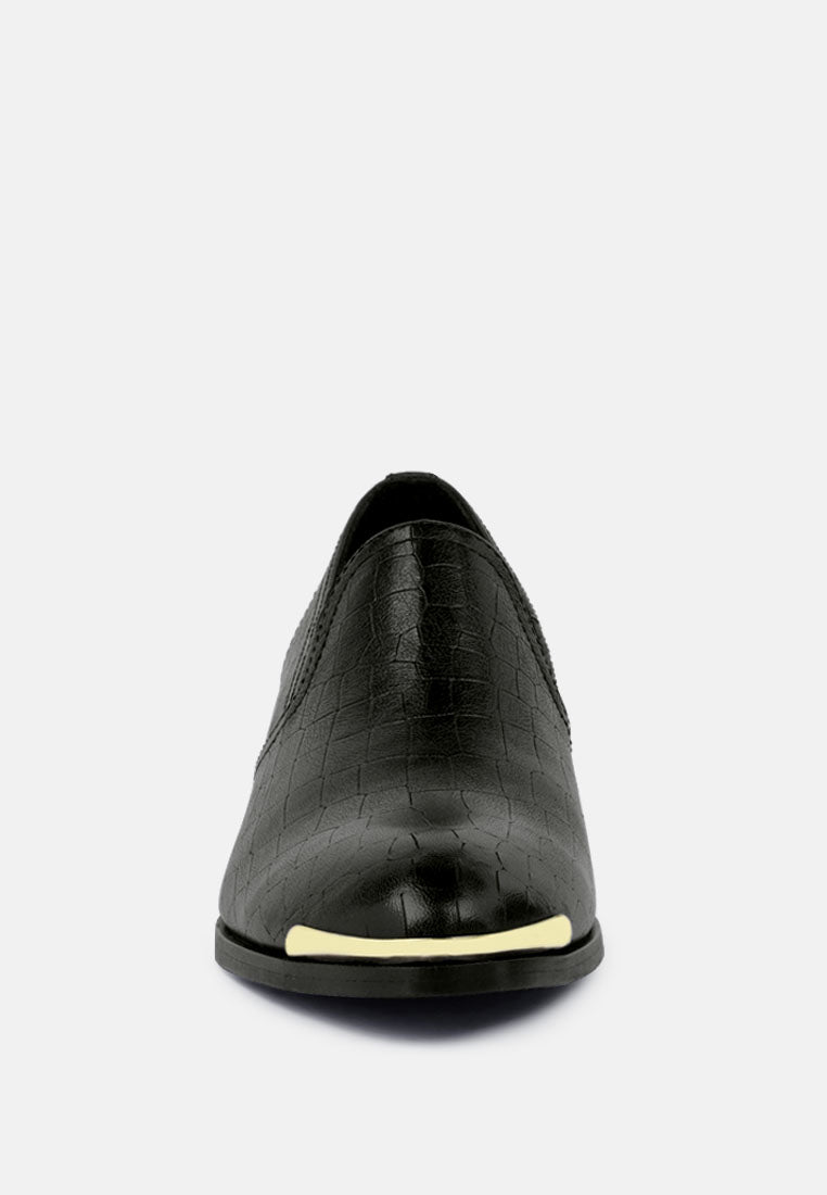 Lilliam Metal Highlight Casual Leather Loafers - Tigbul's Variety Fashion Shop
