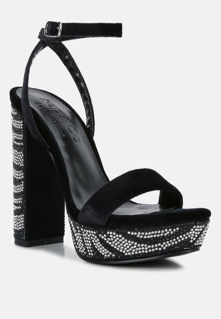 Zircon Rhinestone Patterned High Heel Sandals - Tigbul's Variety Fashion Shop