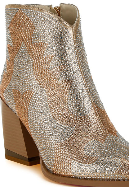 Mugler Rhinestones Embellished Ankle Boots - Tigbul's Variety Fashion Shop