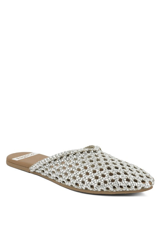 Wendigo Woven Real Leather Mules - Tigbul's Variety Fashion Shop