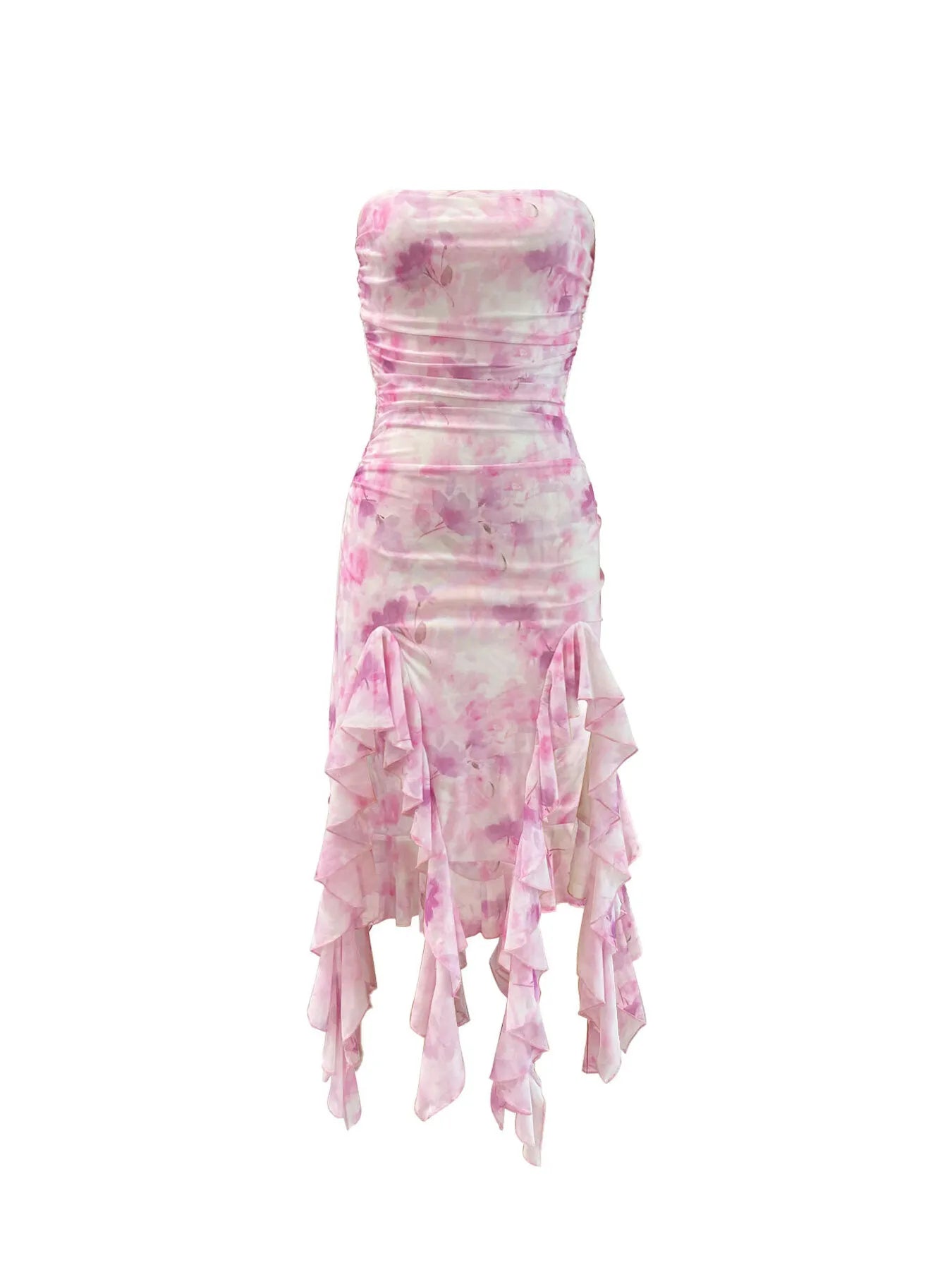 Tie-Dye Strapless Ruffle Hem Dress - Tigbul's Variety Fashion Shop