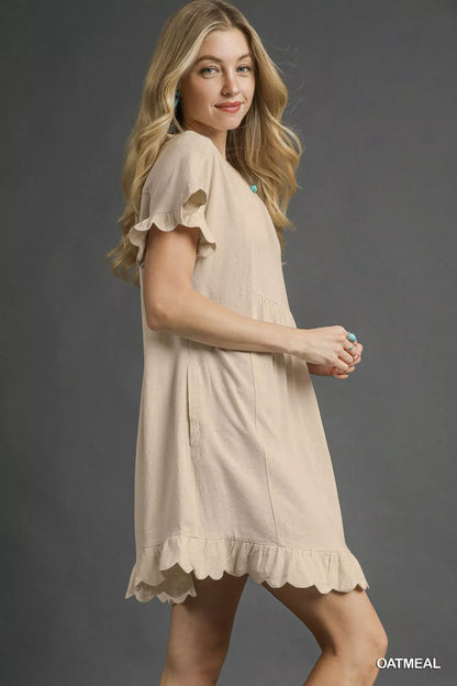 Umgee Linen Ruffle Hem Babydoll Dress - Tigbul's Variety Fashion Shop