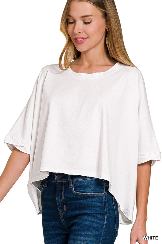 Zenana Premium Cotton Oversized Round Neck Box T-Shirt - Tigbul's Variety Fashion Shop