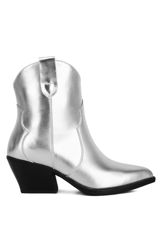 Wales Silver Metallic Faux Leather Bootie - Tigbuls Variety Fashion